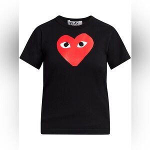 Comme des Garcons PLAY Black Tee with Red Heart Graphic
